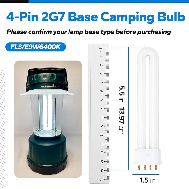 LVACODV 6400K 2G7 Base Camping Lantern Bulb Replacement for Rayovac F9w-1, Kandolite 96500, Coleman, Ozark Trail | 4 Pin, 580 Lumens, 10,000 Hour Lifespan - Image 2